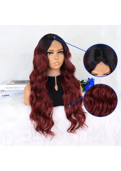 Siyah Koyu Kızıl Ombreli Dalgalı Tül Peruk fırsatları