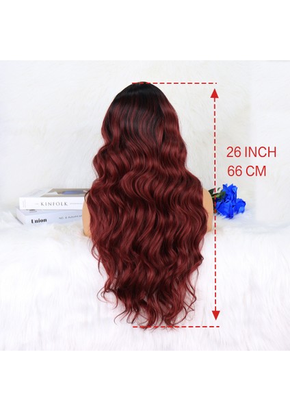 Siyah Koyu Kızıl Ombreli Dalgalı Tül Peruk indirimleri