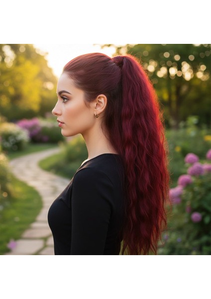 Lastik Tokalı At Kuyruğu Kabarık Afro Dalgalı / Kızıl