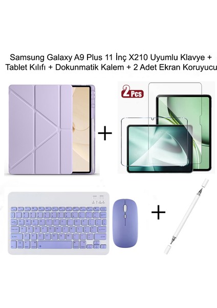 Yesnıce Samsung Galaxy A9 Plus 11 Inç Uyumlu Standlı Kılıf ve Dokunmatik Kalem ve Klavye ve Mouse