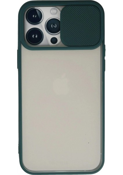 iPhone 13 Pro Max Kılıf Palm Buzlu Kamera Sürgülü Silikon - Yeşil (K95)