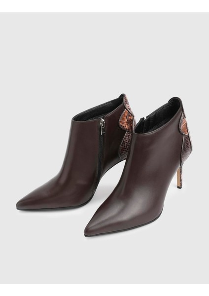 Festa Hakiki Yılan Baskılı Deri Kahverengi Kadın Topuklu Bot fiyatları