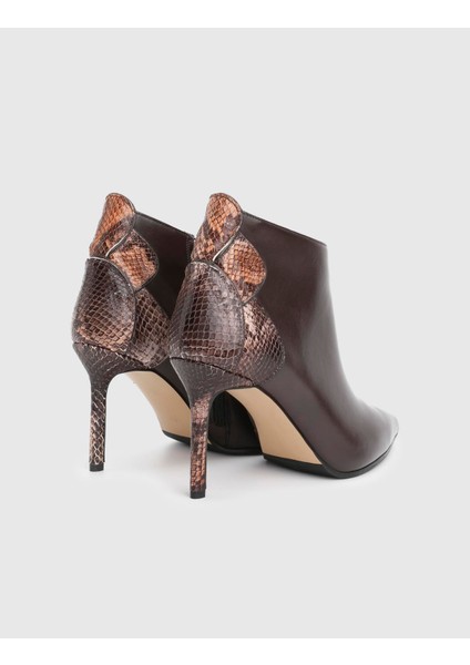 Festa Hakiki Yılan Baskılı Deri Kahverengi Kadın Topuklu Bot fırsatları