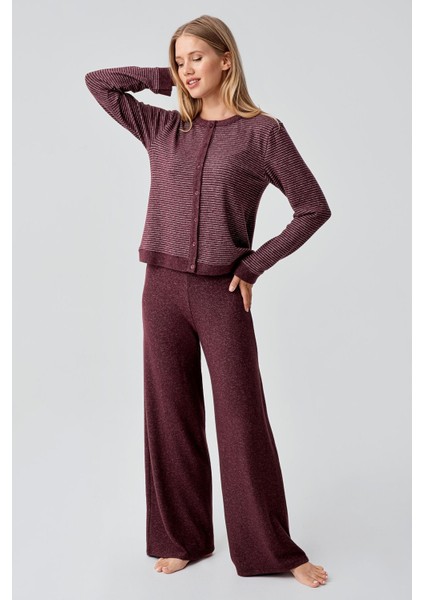 Uzun Kollu Düğmeli Esnek Yumuşak Dokulu Viskoz Pijama Takım 18204 fiyatları