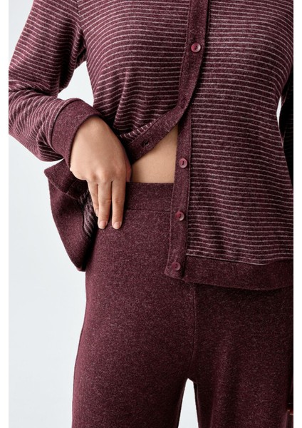 Uzun Kollu Düğmeli Esnek Yumuşak Dokulu Viskoz Pijama Takım 18204 fırsatları