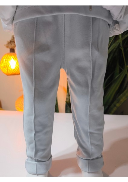 Kız Bebek Vikvik Oyuncaklı Üçlü Takım (Omuzdan Çıtçıtlısweatshirt+ Vikvikli Yelek+Pantolon)