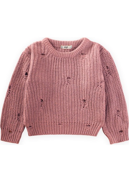 Selanik Triko Kazak 2-8 Yaş Gül Kurusu