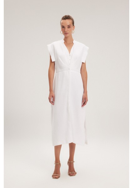 Bağlama Detaylı Elbise Beyaz 12443843000