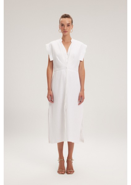 Bağlama Detaylı Elbise Beyaz 12443843000