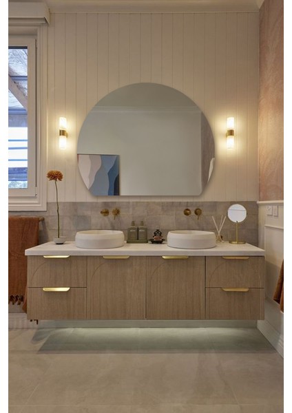 Premium Şık ve Zarif Ahşap Çerçeveli Dekoratif Ayna Modern Tasarım Duvar Aynası Banyo Aynası