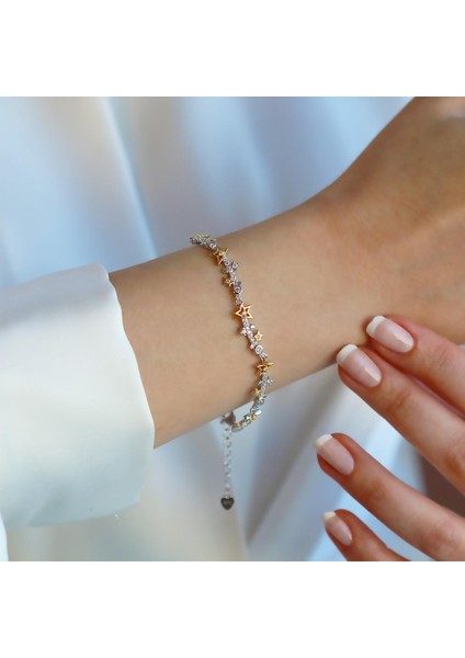 Yıldız Taşlı Gold Gümüş Bileklik fiyatları