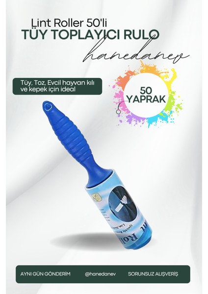 Tüy Toplayıcı Rulo 50 Yaprak 100 mm Genişlik Tüy ve Toz Toplama Rulosu