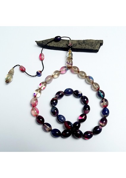 Hareli Renk Süzmesi Sistemli Ateş Kehribarı Tesbih