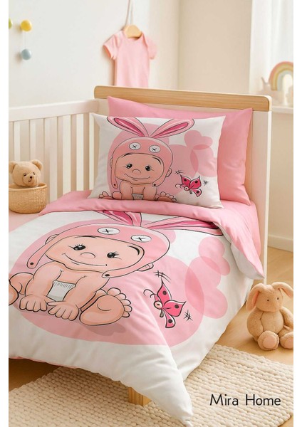 Yenidoğan Kız Bebek Nevresim Takımı &AMP;#37;100 Pamuklu Tavşan Kulak modelleri