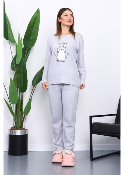 Gri Kışlık Pamuklu İnterlok Pijama Takımı fiyatları