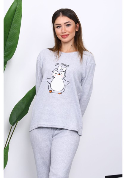 Gri Kışlık Pamuklu İnterlok Pijama Takımı modelleri