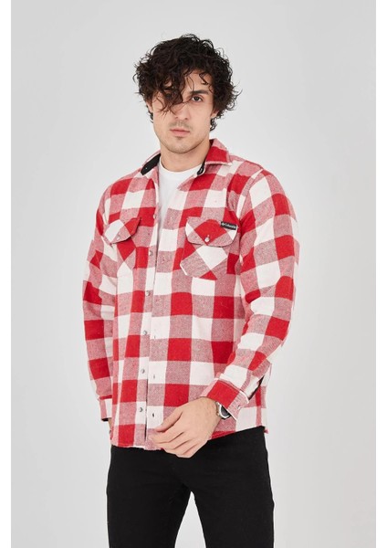 Erkek Oduncu Gömlek – Uzun Kollu, Şardonlu Kumaş, Kareli Desen, Regular Fit, Manşetli, Çift Cepli, Rahat Günlük Bahar & Kış Stil - Pembe indirimleri