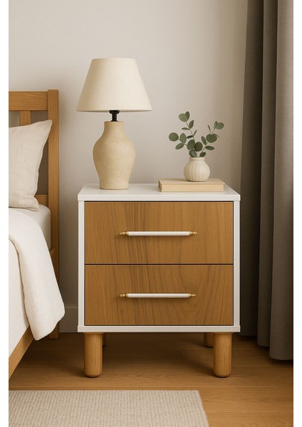 Rova -Komodin -Yatak Başı – Beyaz Meşe, 2 Çekmeceli fiyatları