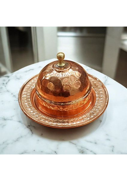 Bakır Lokumluk 7 cm Kahve Yanı Lokumluk Bakır Şekerlik Mini Boy Çekiç Dövmeli Lokumluk indirimleri