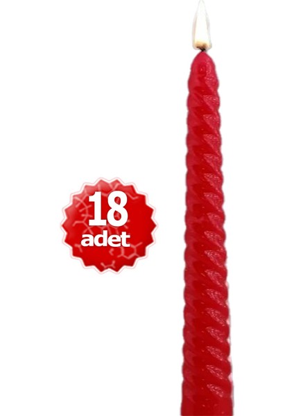 x 18 Adet Kırmızı Şamdan Mum