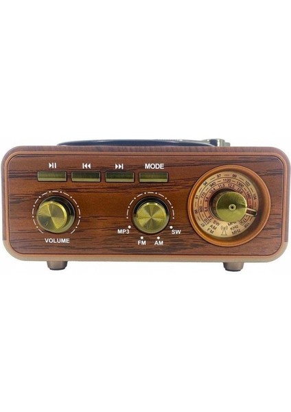 SP-424 Usb-Sd-Fm-Bluetooth Destekli Şarjlı Nostaljik Retro Radyo - Kahverengi modelleri