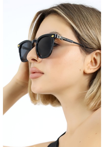Kadın Oval Siyah UV400 Güneş Gözlüğü Oksit Sap WP25-27 C2 fırsatları