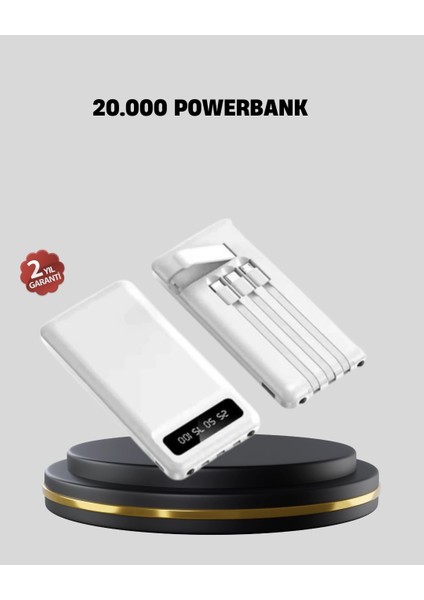 20.000 Mah 4 Çıkışlı LED Göstergeli Hızlı Şarj Powerbank