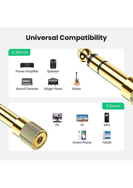 Primex PX-4458 6.3 mm Erkek To 3.5 mm Dişi Çevirici Dönüştürücü Jack Adaptörü, 6.3mm Ses Koonektör fırsatları