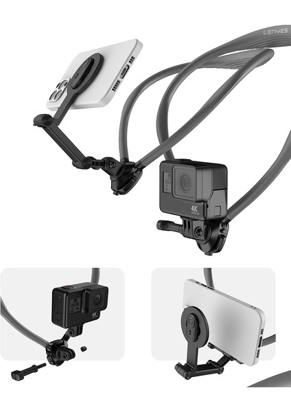 Eller Serbest Magnetik Boyun Askılı Telefon Tutucu — Bluetooth Kumanda, GOPRO/İNSTA360 Uyumlu
