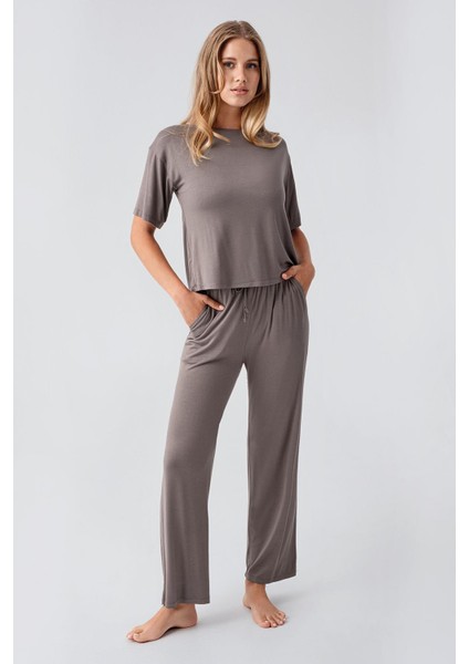 Kısa Kollu Esnek Viskoz Pijama Takım 18215