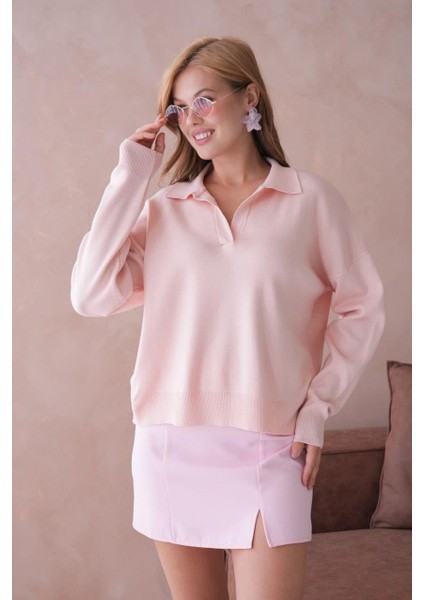 Kadın Polo Yaka Triko Kazak - 12240R