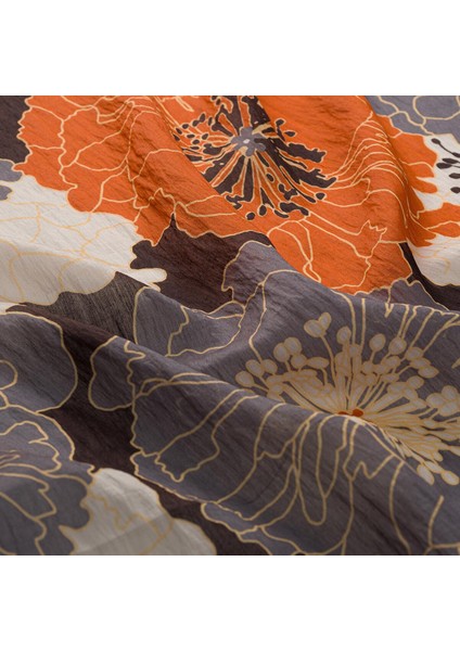 Ipekevi Desenli Tensel Eşarp Siyah Turuncu fiyatları