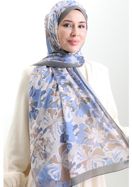 Hanzade Fransız Ipeği Şal 70329-02 Toprak Indigo