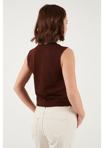 Streç Fitted Fit V Yaka Düğmeli Yelek Bayan Yelek 5865971