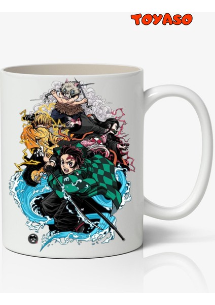 Demon Slayer Iblis Keser Karakterler Anime Temalı Beyaz Kupa Bardak Sevgiliye Arkadaşa Hediye
