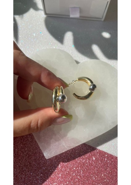 Çift Renkli Top Model Halka Küpe Klasik Yarım Halka Zarif Küpe Sevgiliye Hediye indirimleri