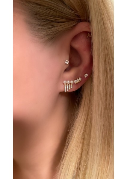 Ithal Yüksek Kalite Incili 3'lü Küpe Kombin