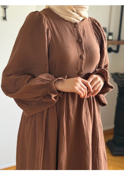 Yarımpat Yandan Bağlamalı Müslin Elbise 1004 fiyatları