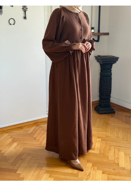 Yarımpat Yandan Bağlamalı Müslin Elbise 1004 fırsatları