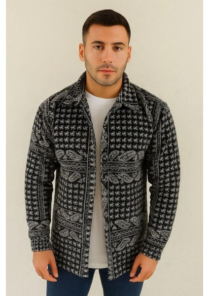 Erkek Polar Fermuarlı Sweatshirt – Kapüşonsuz, Cepli, Yumuşak Dokulu, Oversize Rahat Kalıp, Kışlık Sıcak Tutan Fermuarlı Üst - Siyah