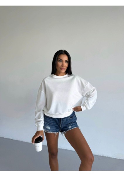 Kadın Bisiklet Yaka 2 Iplik Sweatshirt modelleri