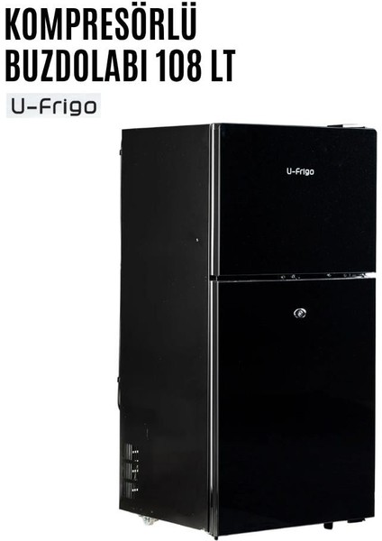 Karavan/tekne Buzdolabı 108 Litre 12V/24V - Tamperli Cam Kapak - Siyah