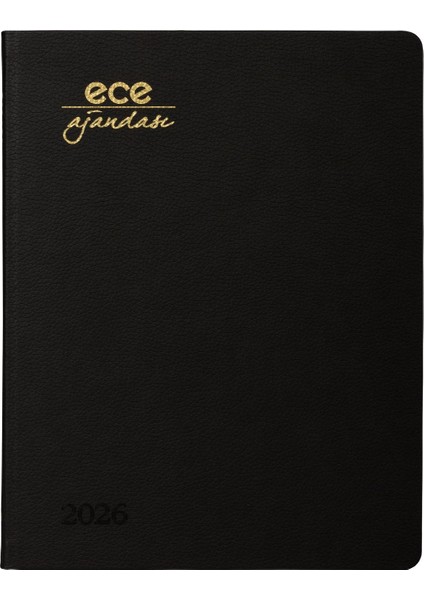 Ajandası Alaçatı 2026 Siyah - Haftalık 110GR. Ithal Kağıt Lastikli 18,5X23,5