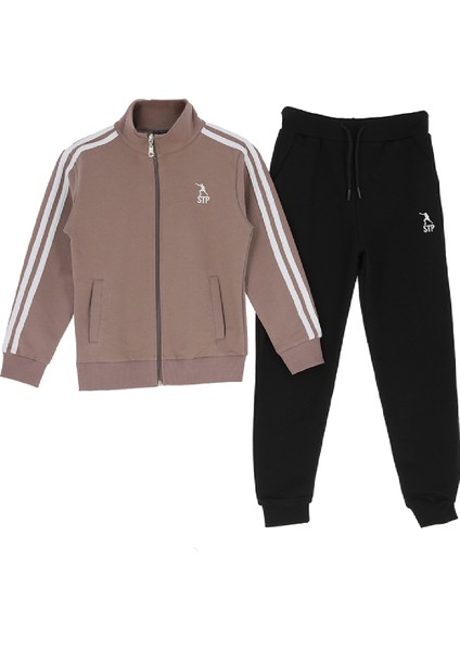 Kız Çocuk Eşofman Takımı-Fermuarlı-Hakim Yaka-Şerit Detaylı 12-16 Yaş 12379