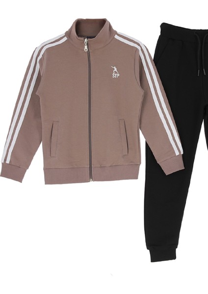 Kız Çocuk Eşofman Takımı-Fermuarlı-Hakim Yaka-Şerit Detaylı 12-16 Yaş 12379 modelleri
