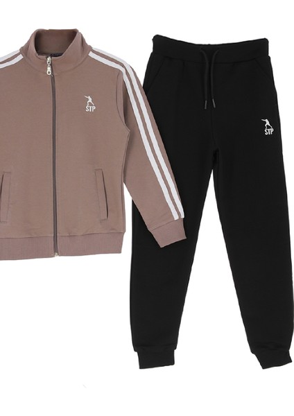 Kız Çocuk Eşofman Takımı-Fermuarlı-Hakim Yaka-Şerit Detaylı 12-16 Yaş 12379 fırsatları