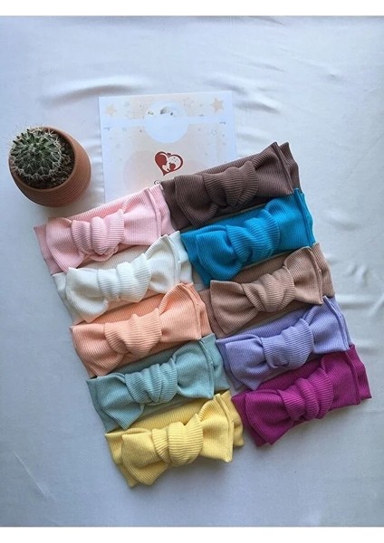 10'lu Kombin El Yapımı Ribana Kız Bebek Bandana