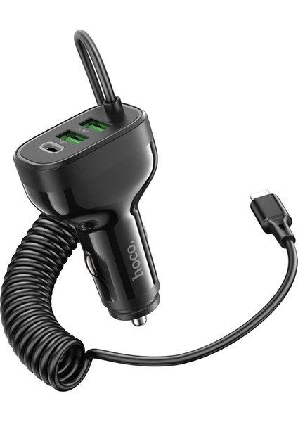 Hoco NZ11A 30W 2 Usb+ Type-C Girişli iPhone Kablolu Araç Çakmaklık Şarj Aleti-( - M785K860-R87 fiyatları