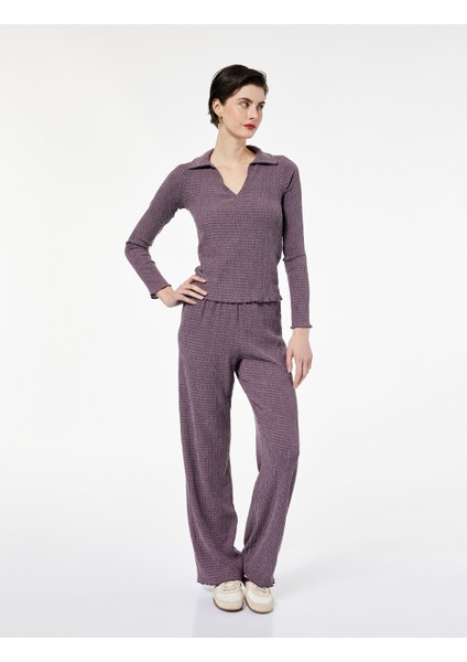 Slim Fit Bürümcük Kumaş Bol Paça Pantolon