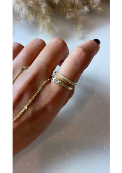 Altın Kaplama Taşlı Yılan Figürlü 925 Ayar Gümüş Yüzük fırsatları